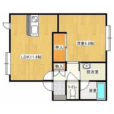 クレアトゥールイーストウィングA棟(1LDK/1階)の間取り写真