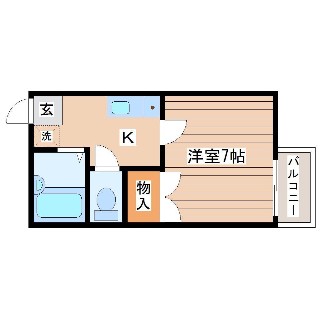 ビューパレス長町(1K/4階)の間取り写真
