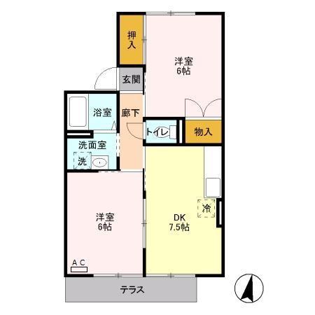 カネダイハウス3(2DK/1階)の間取り写真