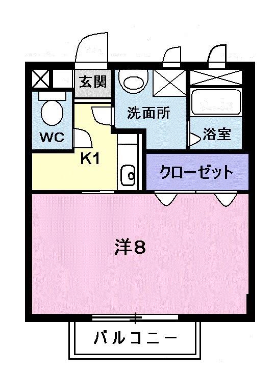 ミレニアムハイツ(1K/2階)の間取り写真