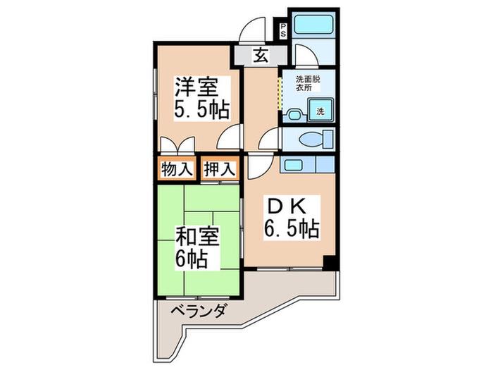 グローハイツ藤井寺(2DK/3階)の間取り写真