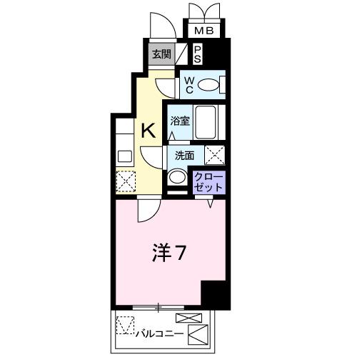 エトワール衣掛(1K/2階)の間取り写真
