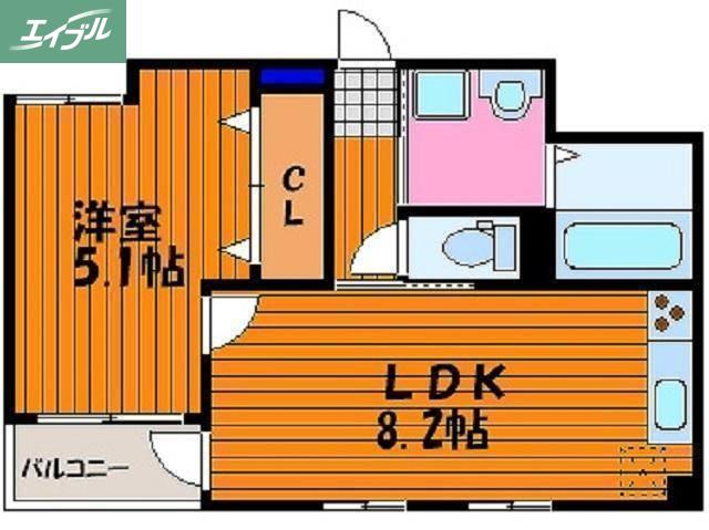 ルミエール大供(1LDK/8階)の間取り写真