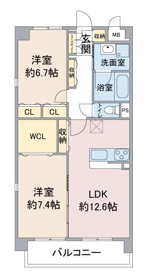 プリマヴェーラ(2LDK/2階)の間取り写真