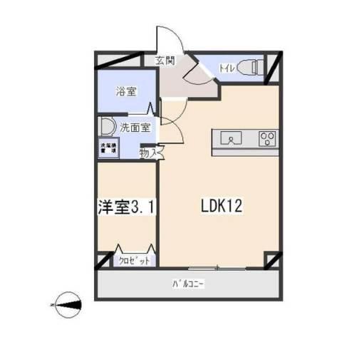 アネックス若松(1LDK/4階)の間取り写真