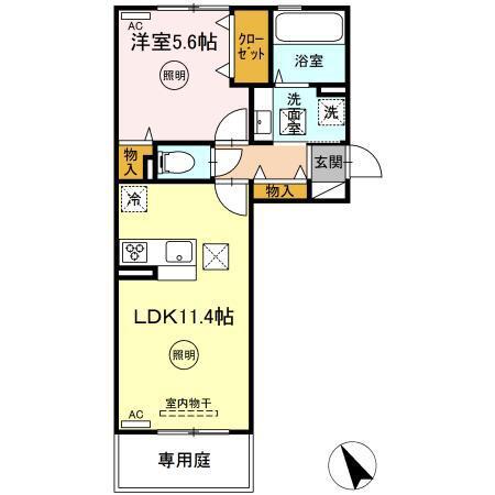 ラ・フェリーチェT(1LDK/1階)の間取り写真