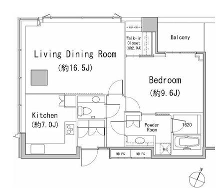 二番町パークフォレスト(1LDK/14階)の間取り写真