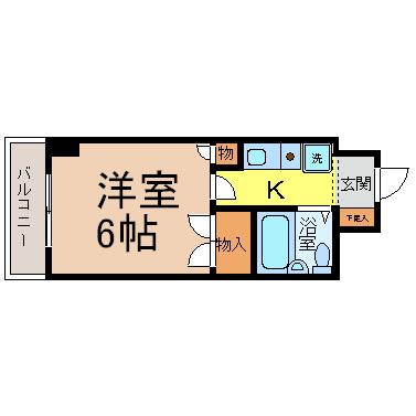 岩井橋ロイヤルハイツ(1K/6階)の間取り写真