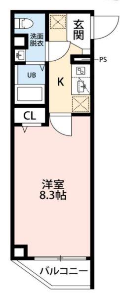 ヒルズ東町(1K/1階)の間取り写真