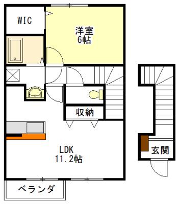 ノーススリー利平治 A棟(1LDK/2階)の間取り写真