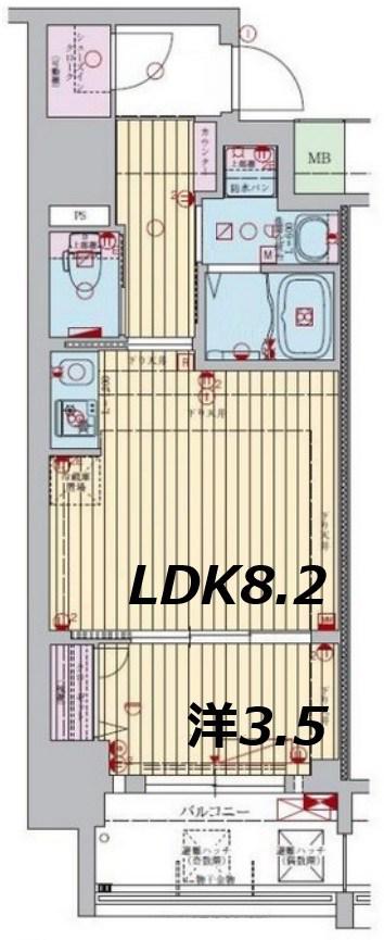 ファーストフィオーレ新大阪グランデ(1LDK/4階)の間取り写真