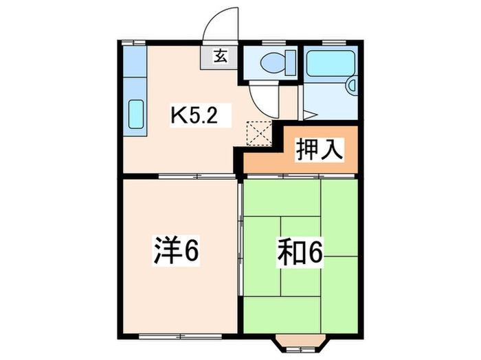 シャンブルドメアリー(2K/1階)の間取り写真