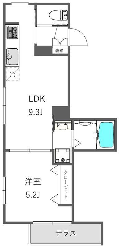MS PARK FRONT 碑文谷(1LDK/1階)の間取り写真