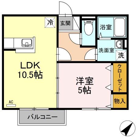 プライムプレサージ(1LDK/1階)の間取り写真