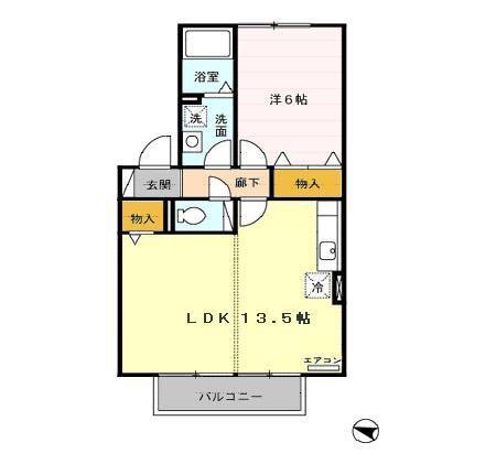 セジュール豊栄東栄町(1LDK/1階)の間取り写真