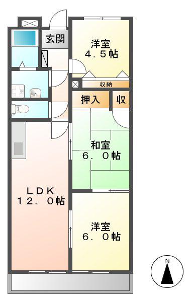 アメニティコーワ(3LDK/4階)の間取り写真