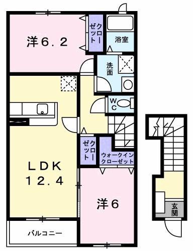 ラッフィナート・カーサ七番館(2LDK/2階)の間取り写真