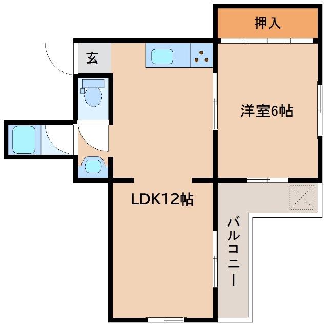 ベルクレスト恒久(1LDK/1階)の間取り写真