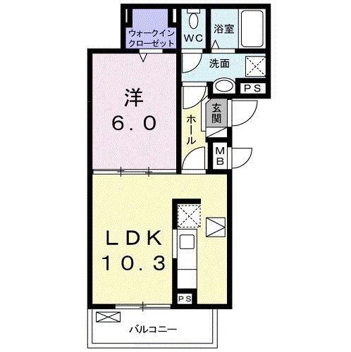 クロッシング・ヴィラージュII(1LDK/1階)の間取り写真