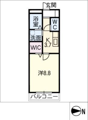 近鉄名古屋線 川原町駅 徒歩7分 2階建 築6年(1K/2階)の間取り写真