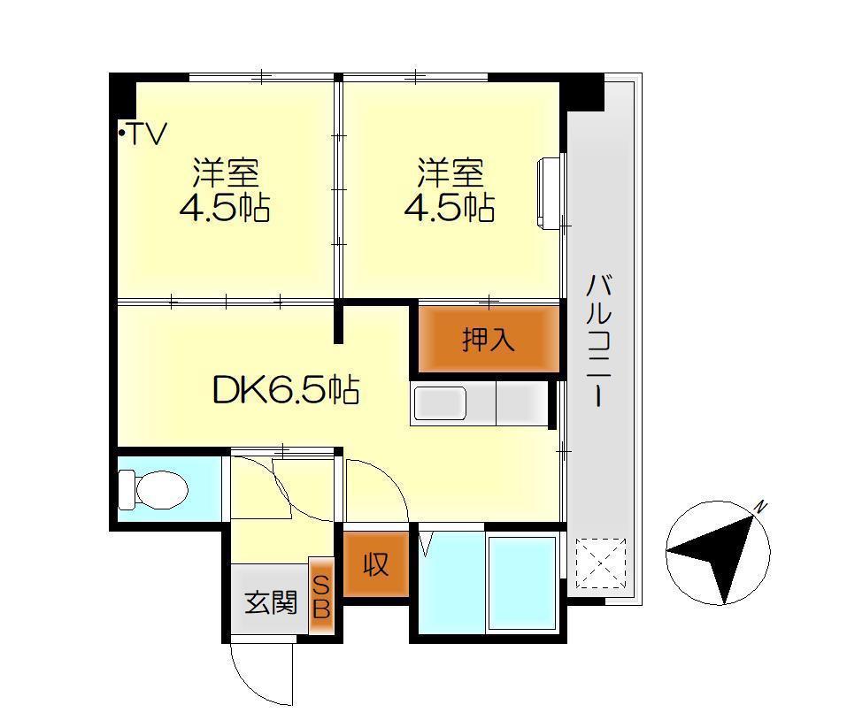 明田ビル(2DK/2階)の間取り写真