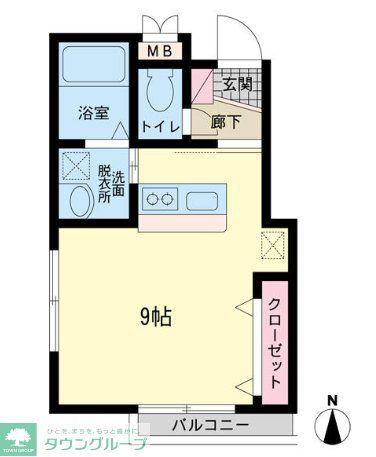 ウィング・YU(ワンルーム/2階)の間取り写真
