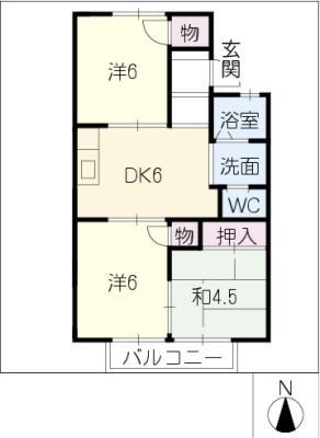 ツーイン天白(3DK/2階)の間取り写真