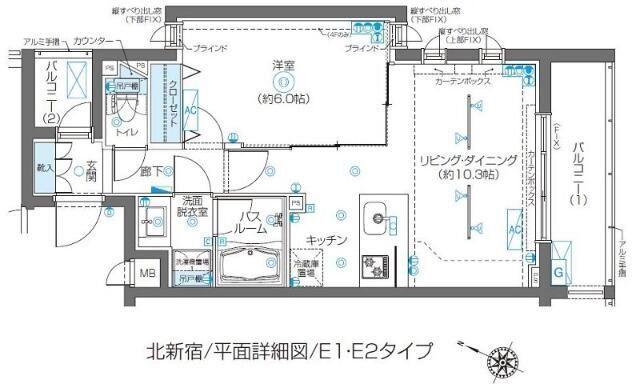 ズーム北新宿(1LDK/3階)の間取り写真
