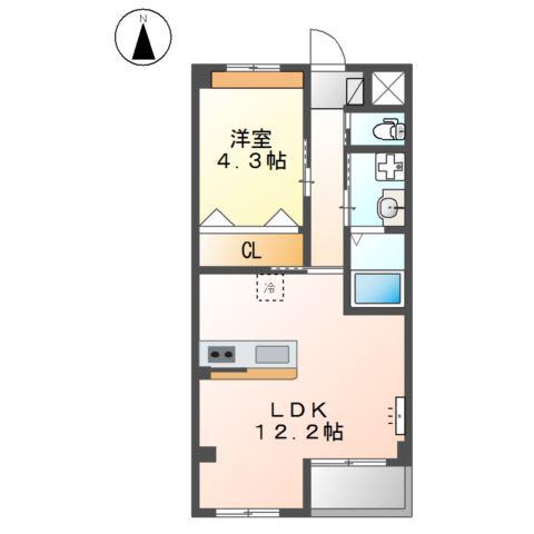 FLORES DE CEREZO(1LDK/2階)の間取り写真