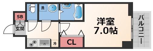 S-RESIDENCE高井田CENTRAL(1K/6階)の間取り写真