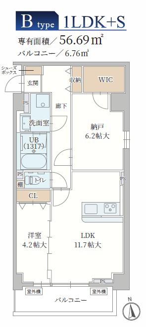LE MOBI 天神橋(1SLDK/4階)の間取り写真