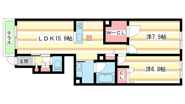 サンライズVII(2LDK/1階)の間取り写真