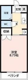 ウィンB(1K/1階)の間取り写真