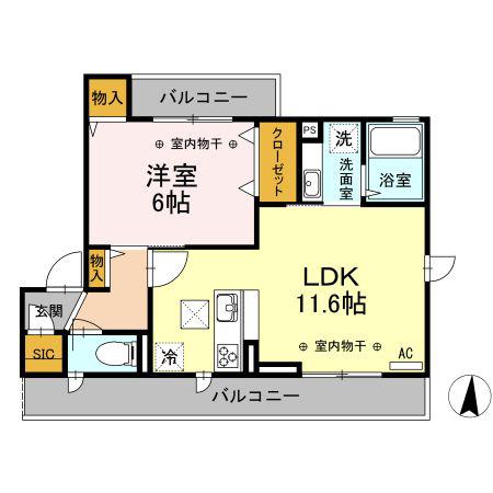 コージーコート・F(1LDK/2階)の間取り写真