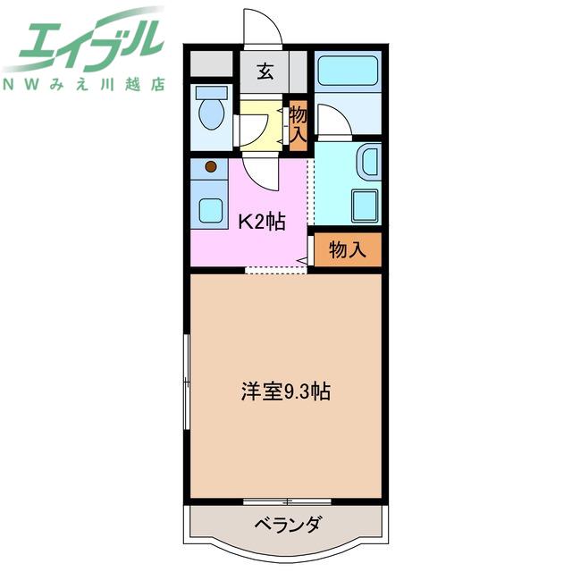 ハビテーション三石塚(1K/2階)の間取り写真