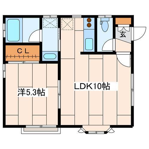ラーク南(1LDK/2階)の間取り写真