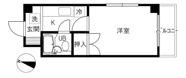 IROHA浅野川(1K/1階)の間取り写真