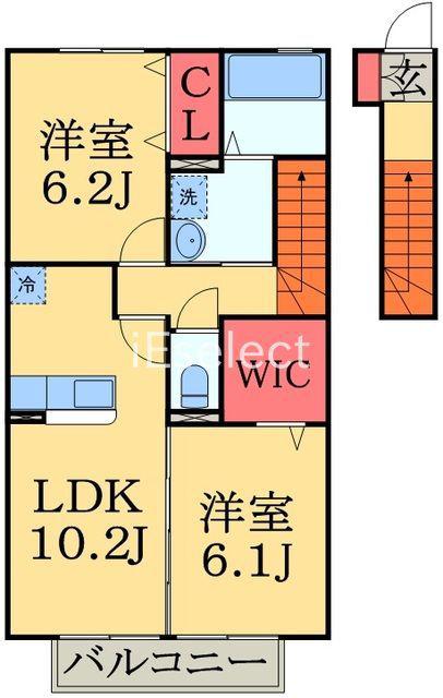 ブリランテ A(2LDK/2階)の間取り写真