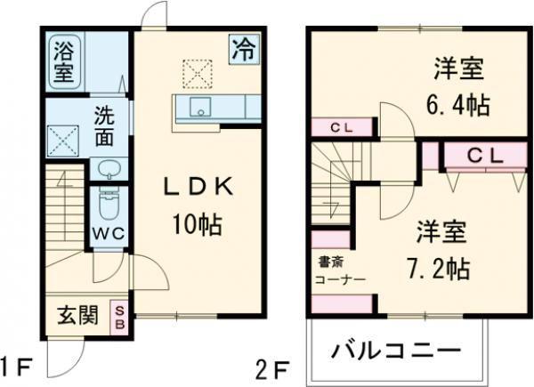 NAGISA B(2LDK/1階)の間取り写真