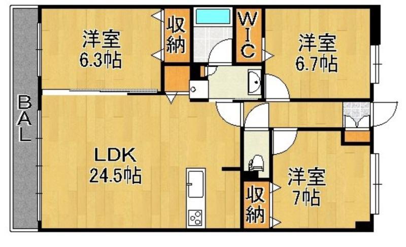 アクアリア平尾浄水(3LDK/3階)の間取り写真