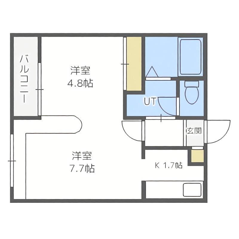 ホークメゾン札幌2号館(1LDK/3階)の間取り写真