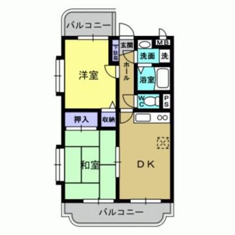 サンライズ吉野D棟(2DK/3階)の間取り写真