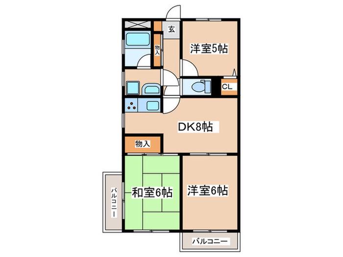 茅ヶ崎ダイカンプラザ(3DK/5階)の間取り写真