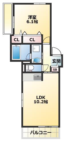 CERNE西宮(2LDK/1階)の間取り写真