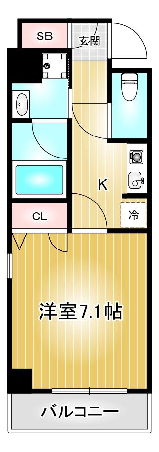 ヴィオレット泉(1K/3階)の間取り写真