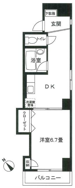 ウエストERN BLDG(1DK/6階)の間取り写真