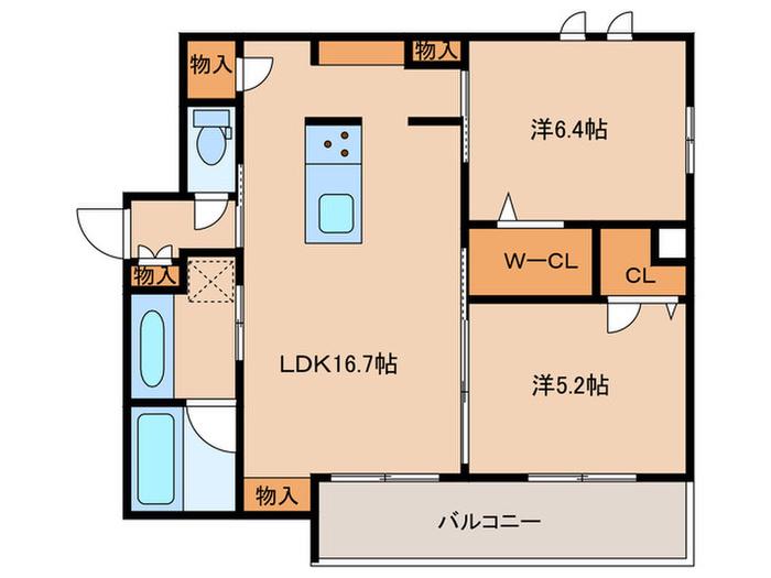 地下鉄名城線 黒川駅(愛知) 徒歩5分 4階建 築3年(2LDK/3階)の間取り写真
