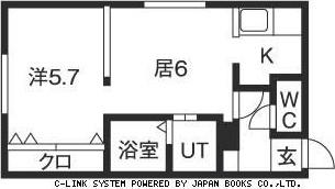 澄川レジデンス(1DK/1階)の間取り写真