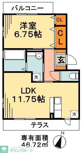 ロイヤルティアラV・VIVI(1LDK/1階)の間取り写真