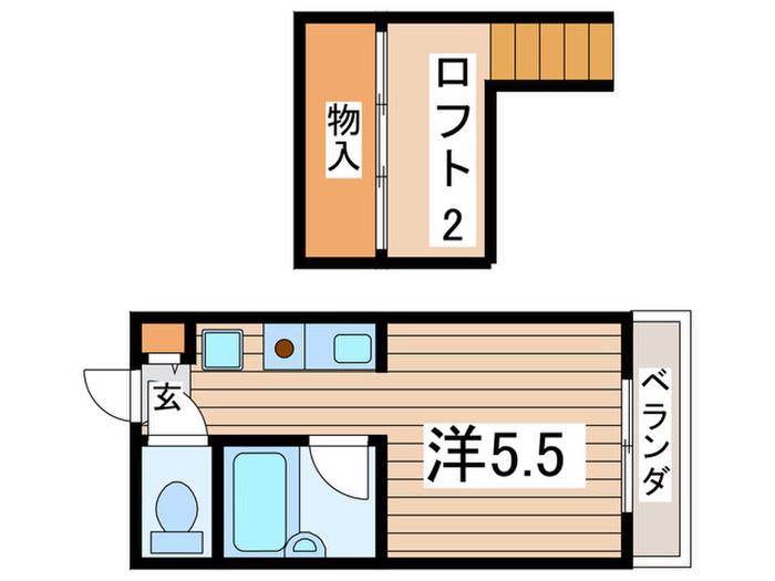 パンシオンつきみ野(ワンルーム/2階)の間取り写真